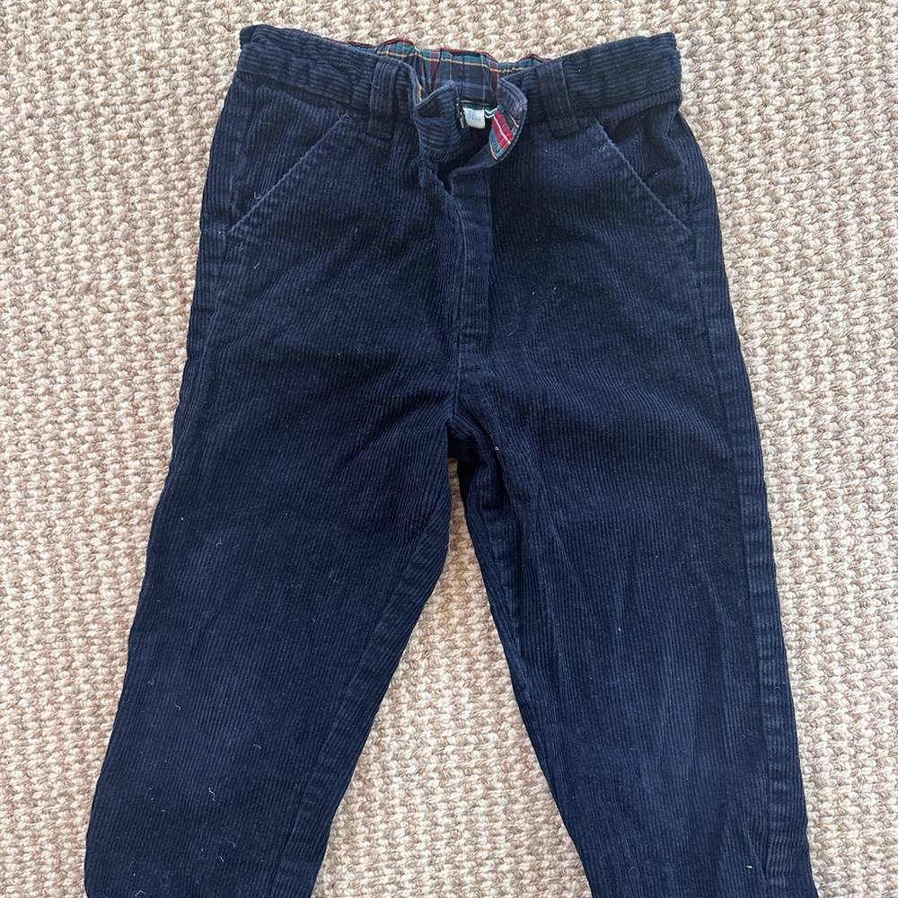 JoJo Maman Bebe Navy Pants with Tartan Trim